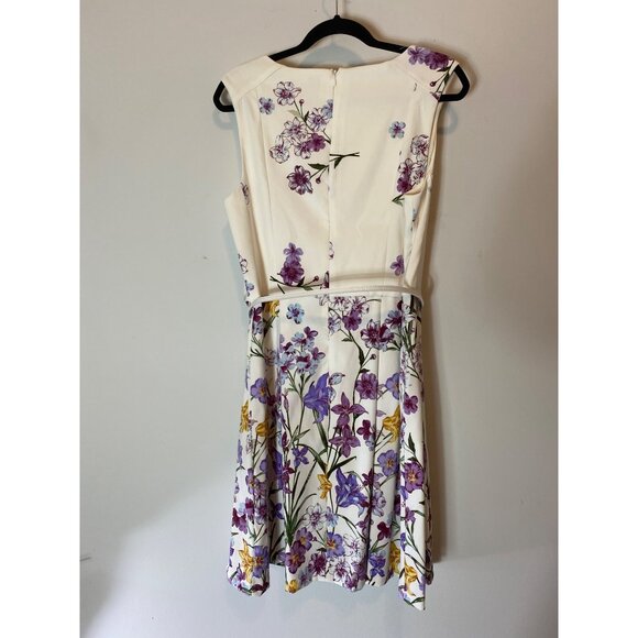 Dressbarn Purple Floral Sleeveless Dress Size 12 - Picture 2 of 9